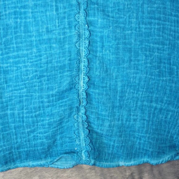 Chicos Women's S Aqua Blue Split Sleeve Versatile Vibrant Vintage Fairycore Top - Picture 7 of 11